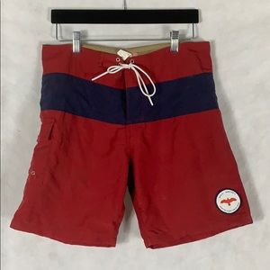 Apolis Red & Blue Striped Swim Trunks Mens 32